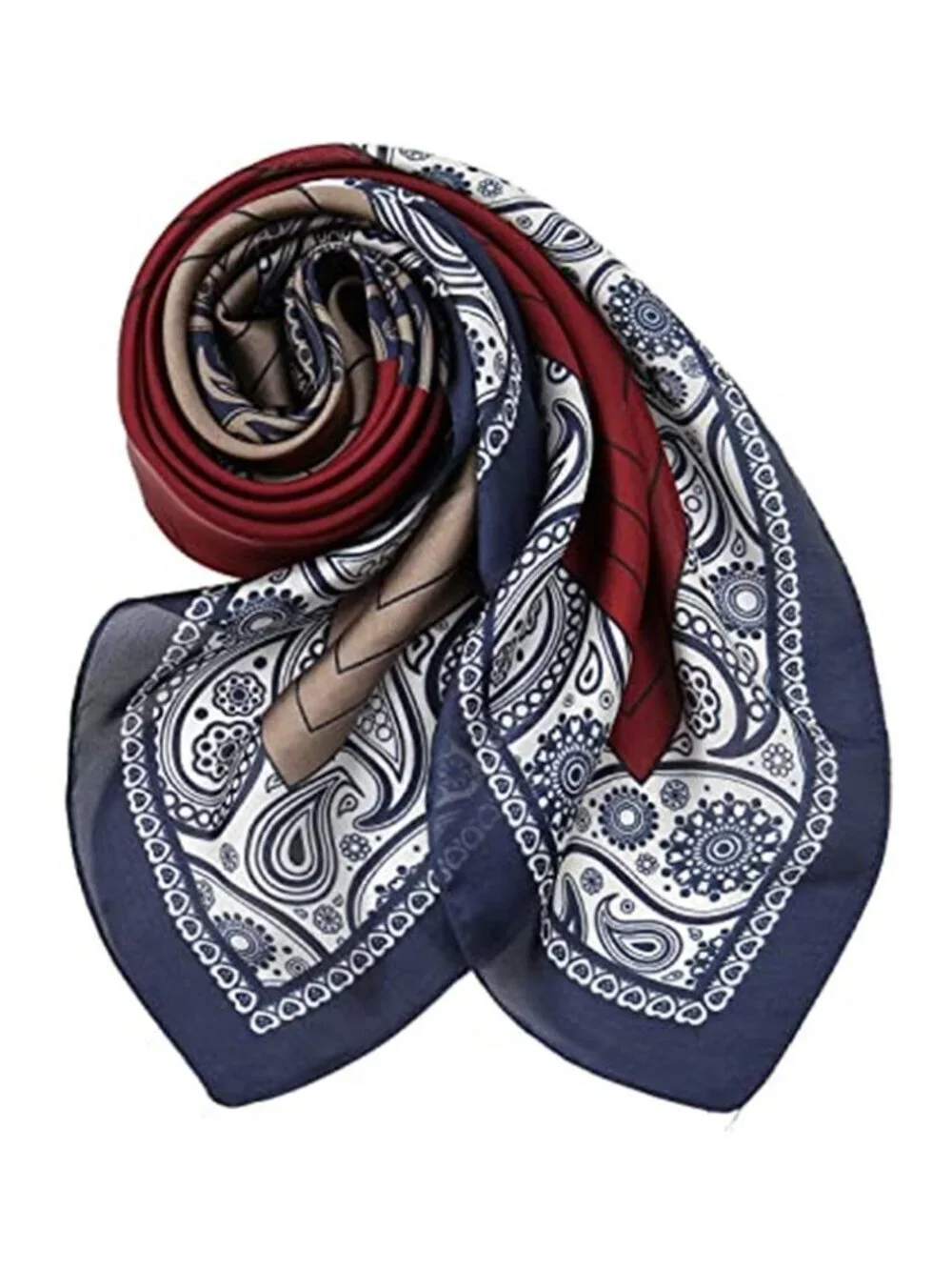 Women Head Hair Scarf Like Satin Silk Blue & Brown Scarf Sleeping Hair Wrapping